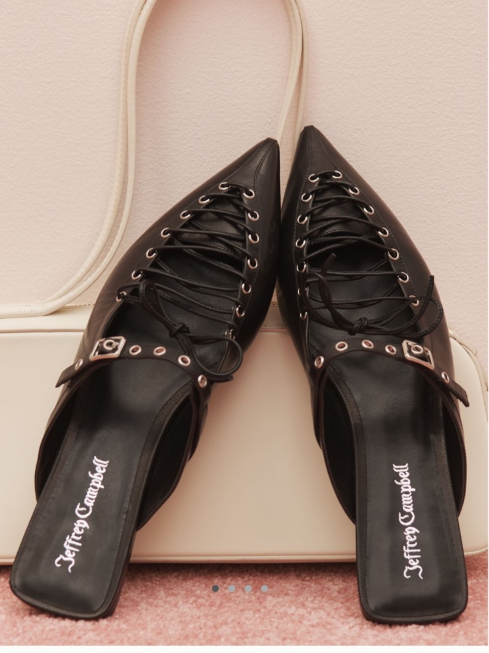 NWT: Black Leather Jaskier Corset-Detial Flats (7.5) by Jeffrey Campbell